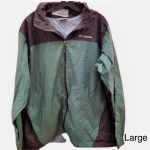 COLUMBIA Mens Green Grey Lightweight Colorblock Windbreaker Jacket Sz Large